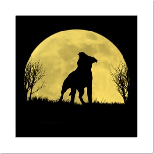 Under the moon staffie Posters and Art